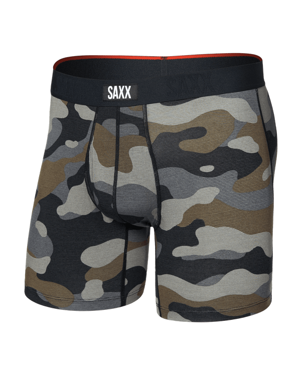 Front of Vibe Xtra Soft Comfort Boxer Brief Fly in Dunk Tank Camo-Multi