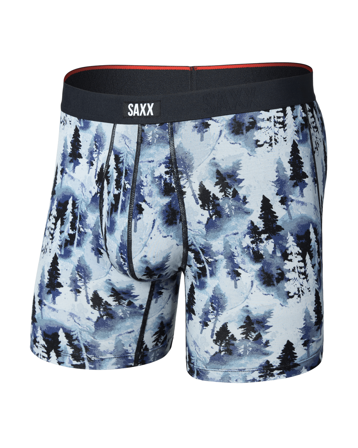 Front of Vibe Xtra Soft Comfort Boxer Brief in Forestland-Midnight Blue