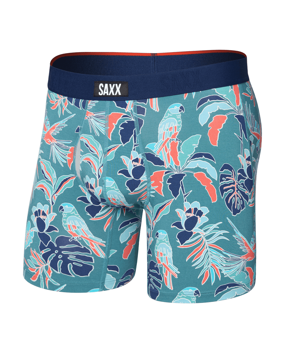 Front of Vibe Xtra Soft Comfort Boxer Brief Fly in Island Tropics-Seascape
