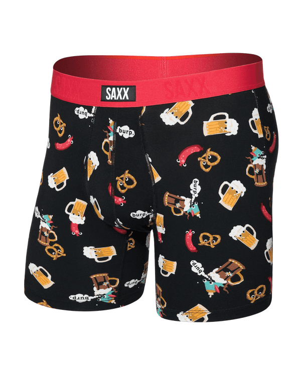 Front of Vibe Xtra Soft Comfort Boxer Brief Fly in Oktober Brats-Black