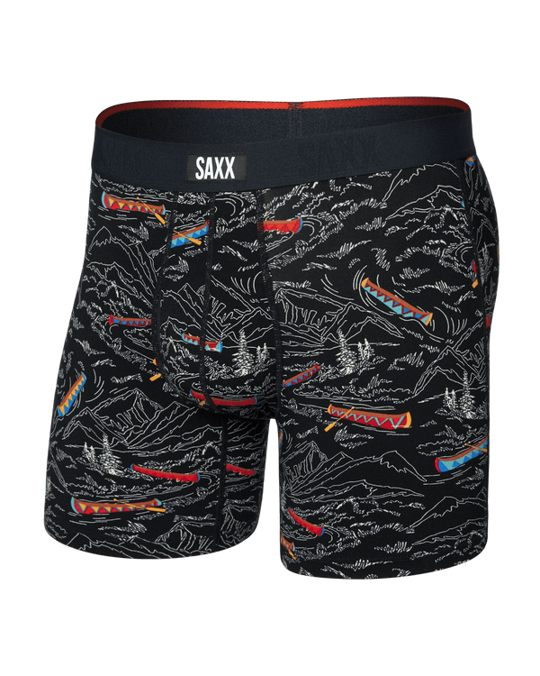Front of Vibe Xtra Soft Comfort Boxer Brief Fly in Rivers Bend-Black