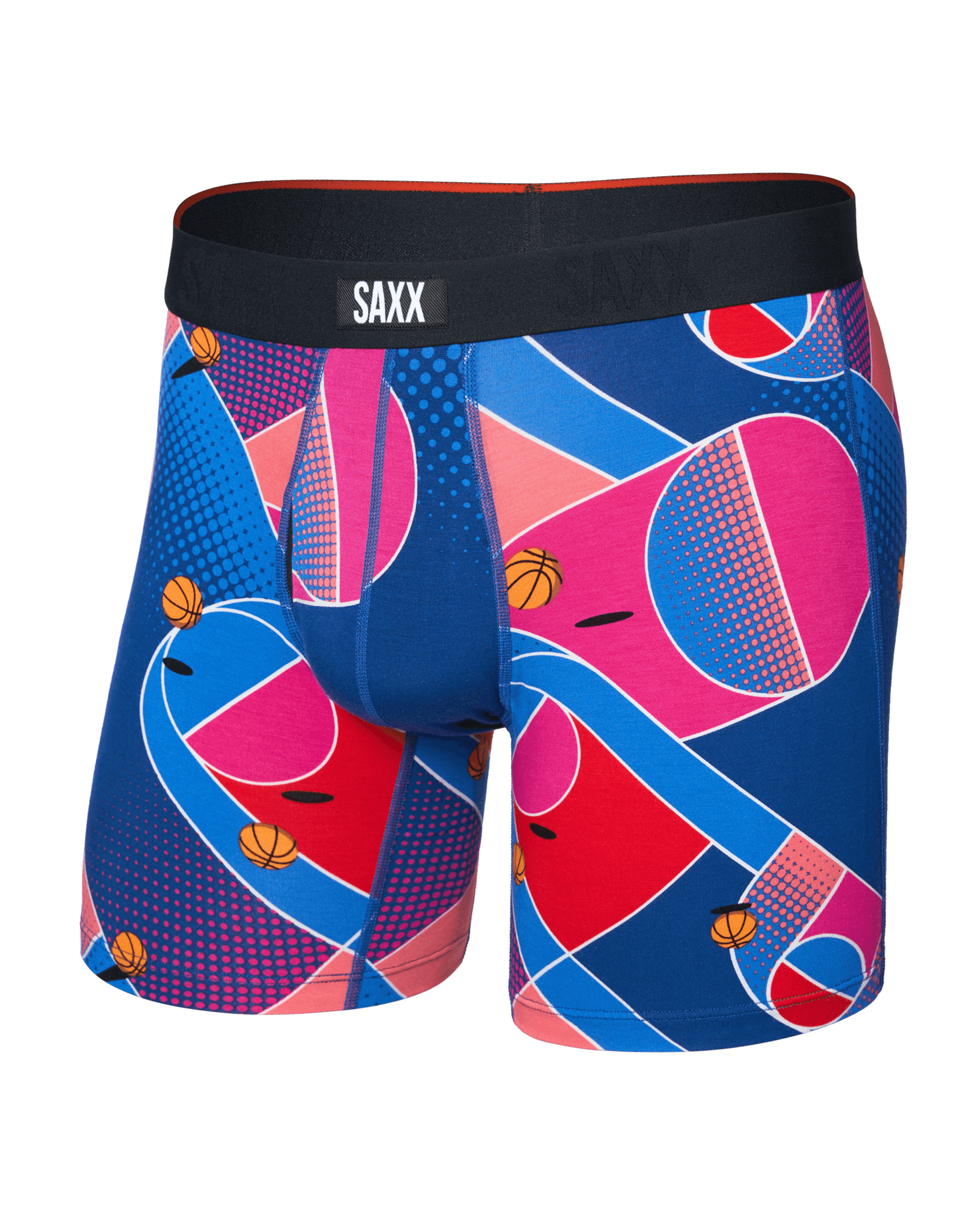 Front of Vibe Xtra Soft Comfort Boxer Brief Fly in Sport Court-Multi