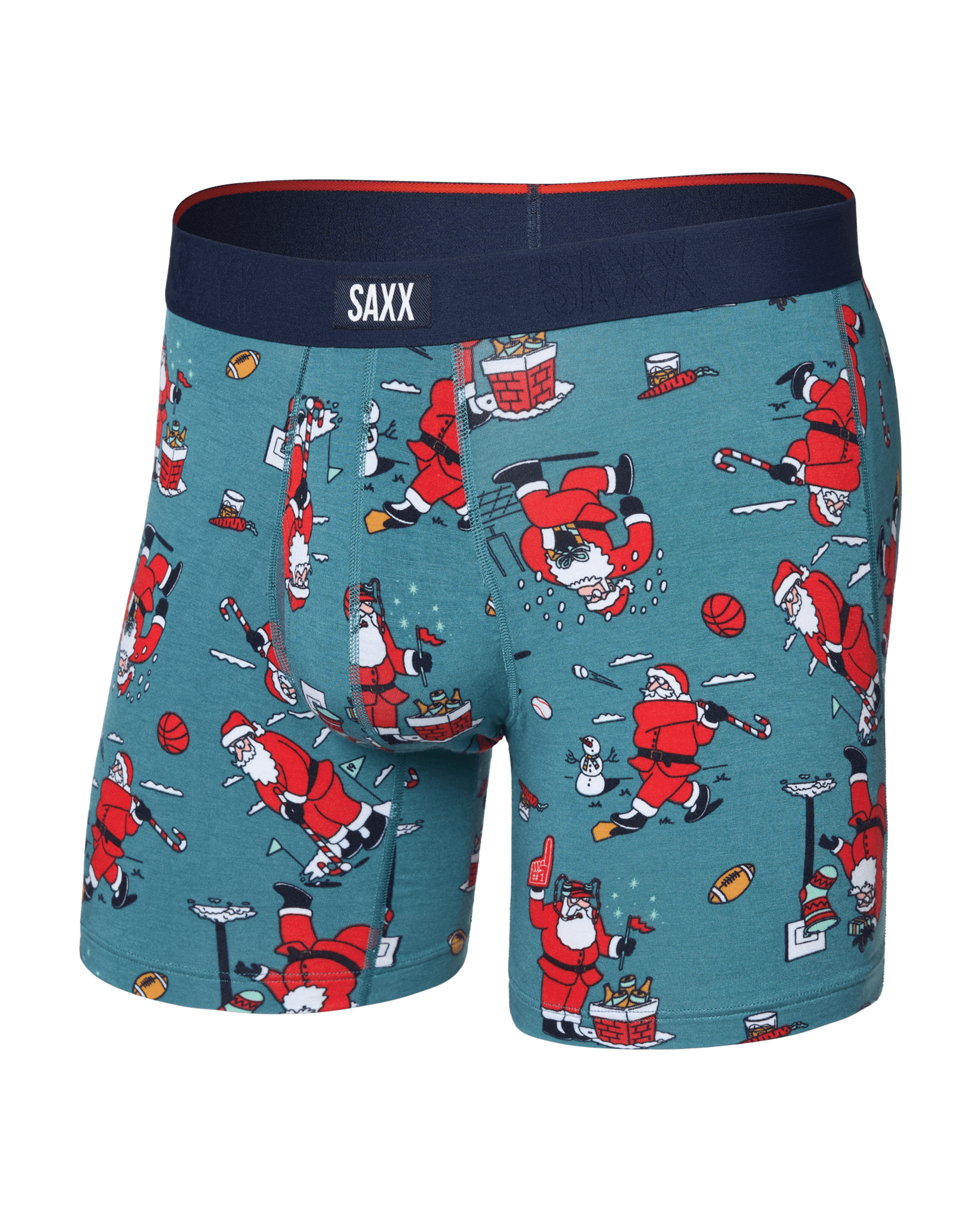Front of Vibe Xtra Soft Comfort Boxer Brief Fly in Santathalon-Seascape