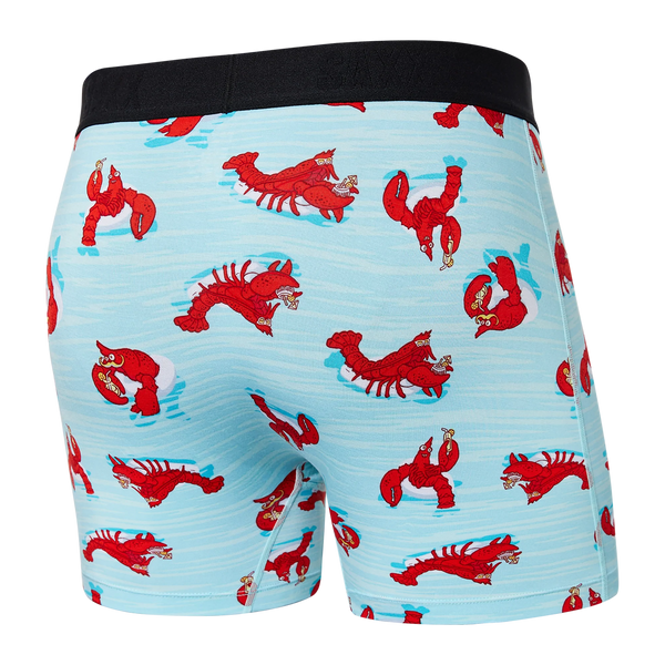 Back of Ultra Super Soft Boxer Brief Fly in Lobster Lounger- Aqua