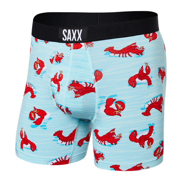 Front of Ultra Super Soft Boxer Brief Fly in Lobster Lounger- Aqua