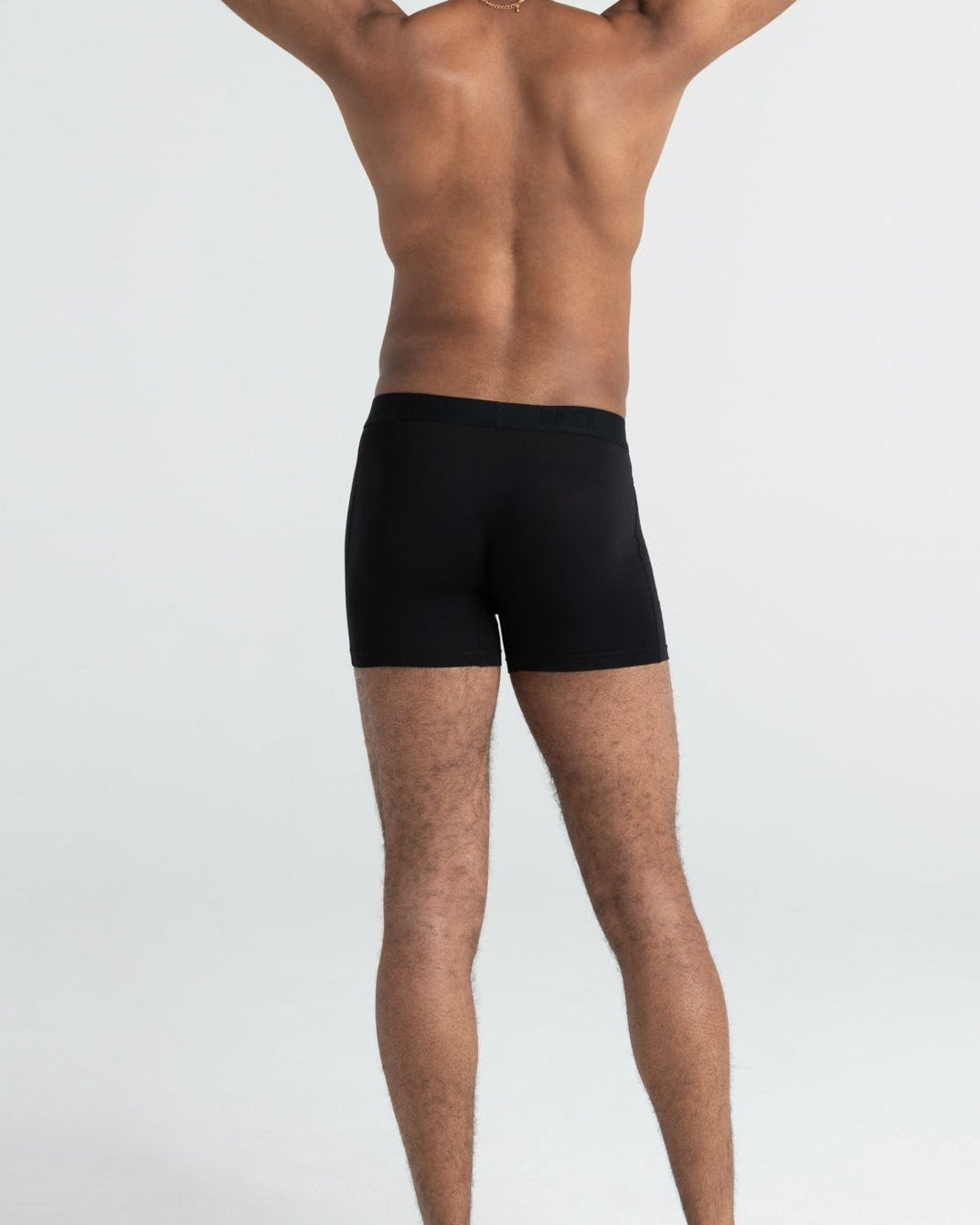Back - Model wearing Vibe Boxer Brief 5Pack in Black/Grey Htr/Navy