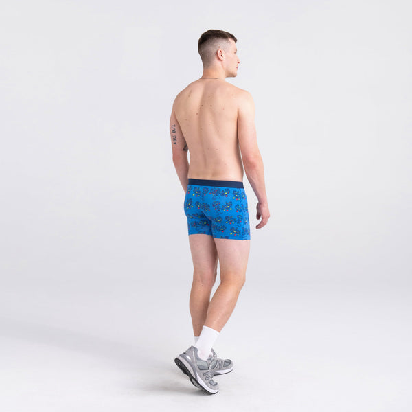 Back - Model wearing Vibe Super Soft Boxer Brief in Black Beast Mode