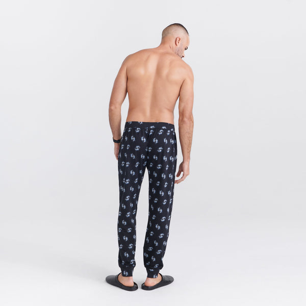 Back - Model wearing Droptemp Cooling Sleep Pant Fly in Angler Wrangler- Black