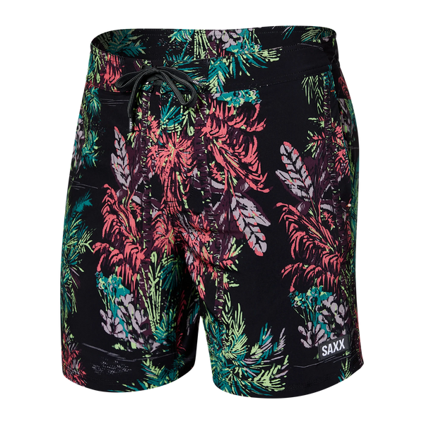 Front of Betawave 2N1 Swim Short Long in Midnight Tropics- Multi