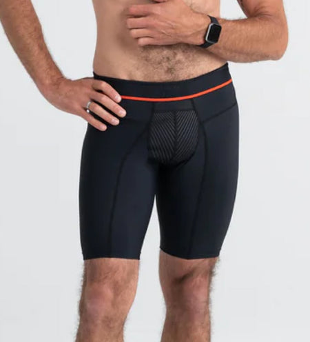 Man wearing black Long Leg Boxer Briefs and a smart watch