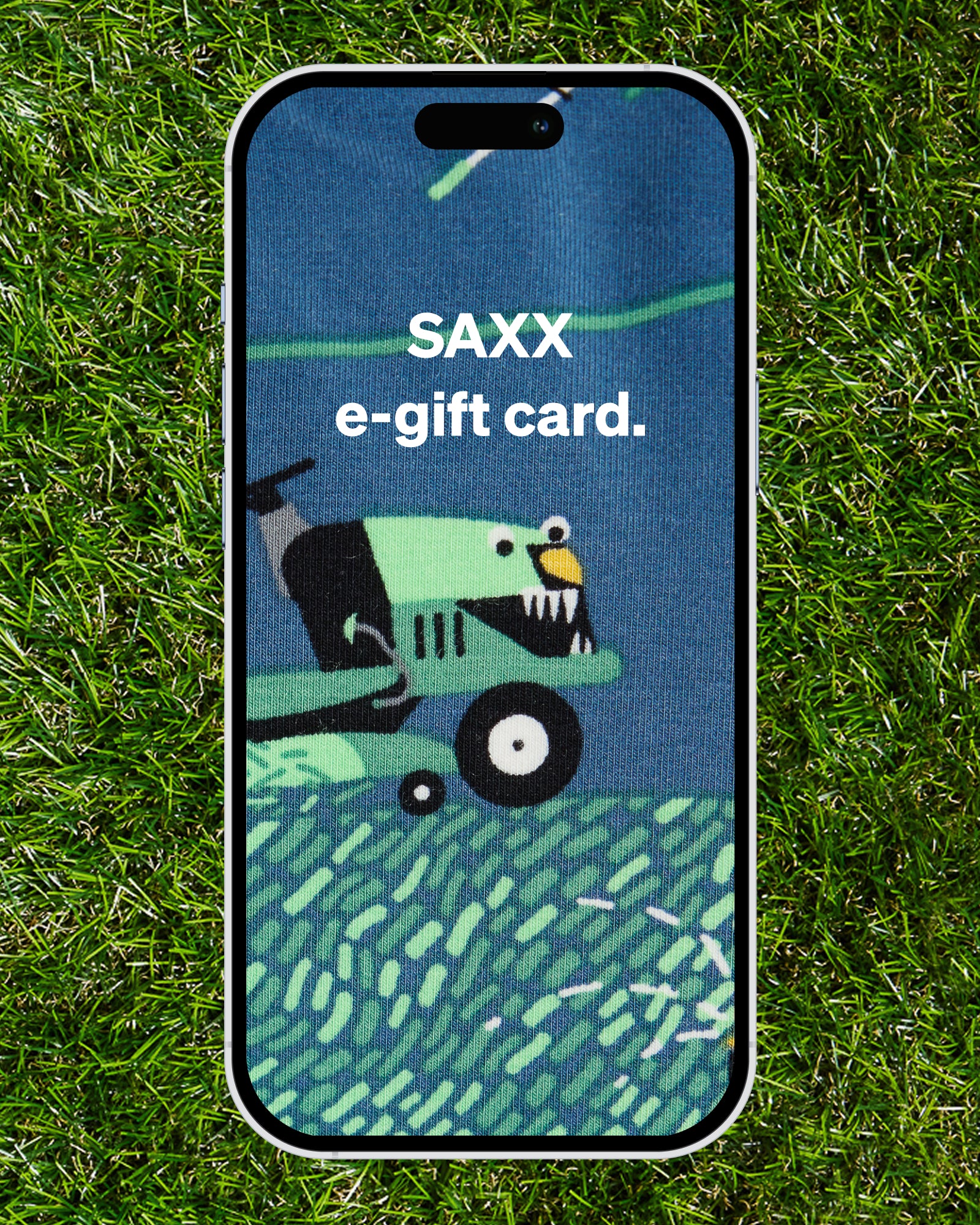 Cellphone display of SAXX electronic gift card