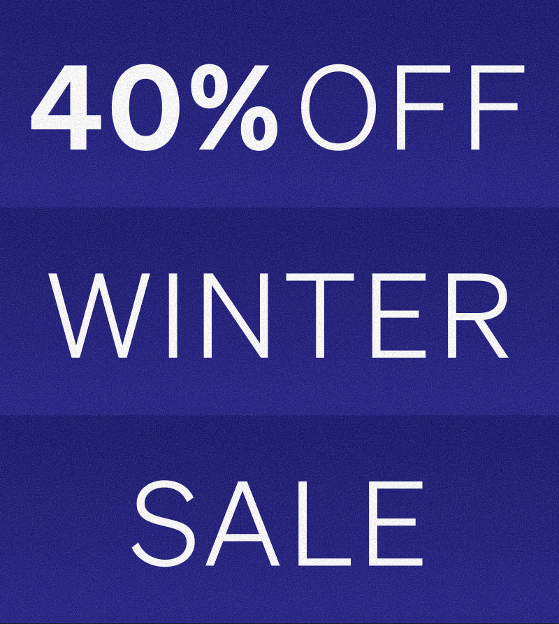 40% off winter sale text on a blue background