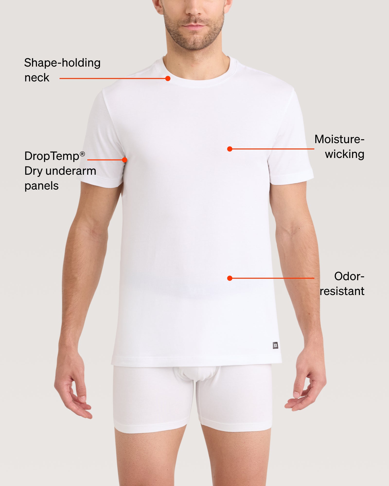 SAXX Underwear DropTemp Dry Cotton Short Sleeve Crew technology graphic
