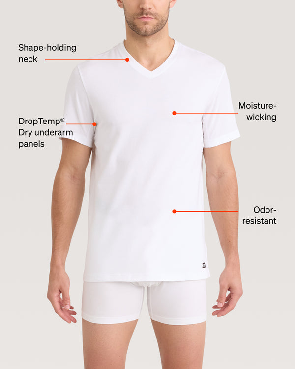 SAXX Underwear DropTemp Dry Cotton Short Sleeve V-Neck technology graphic