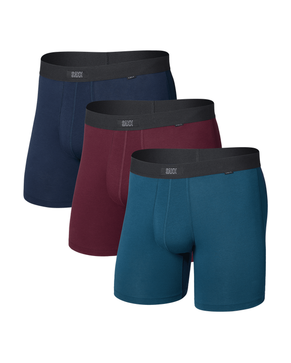 Front of 24Seven Cotton Boxer Brief 3 Pack in Hurricane/Maroon/Navy