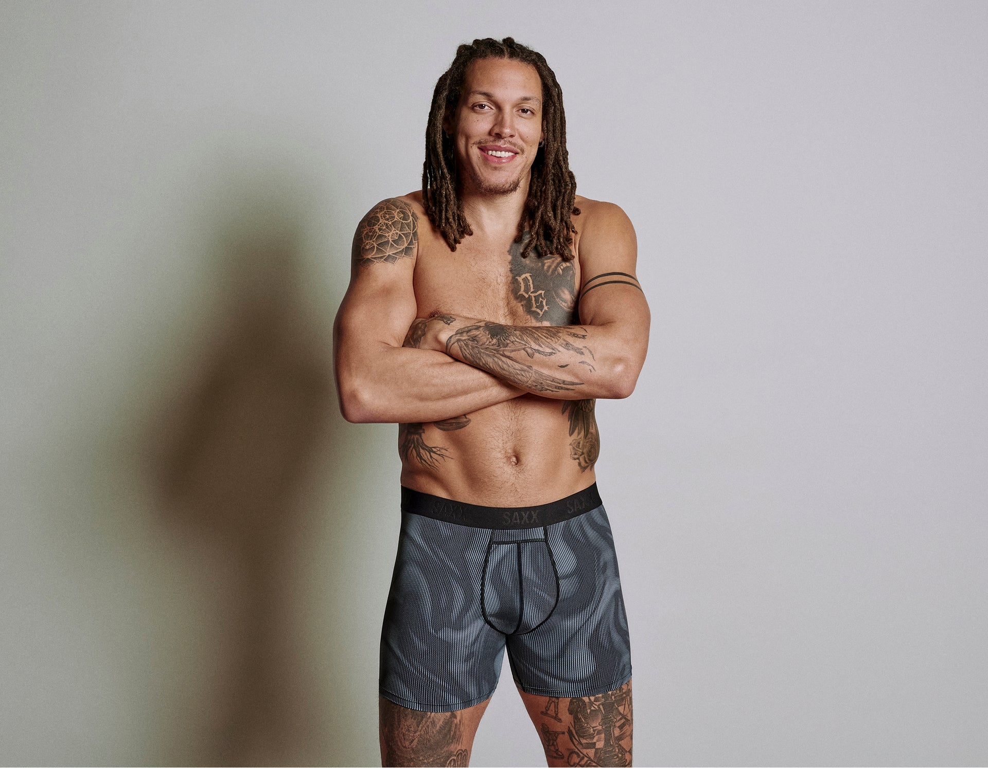 PRO Basketball play and SAXX Gamechanger in Smooth Flex Light Compression Long Leg Boxer Brief