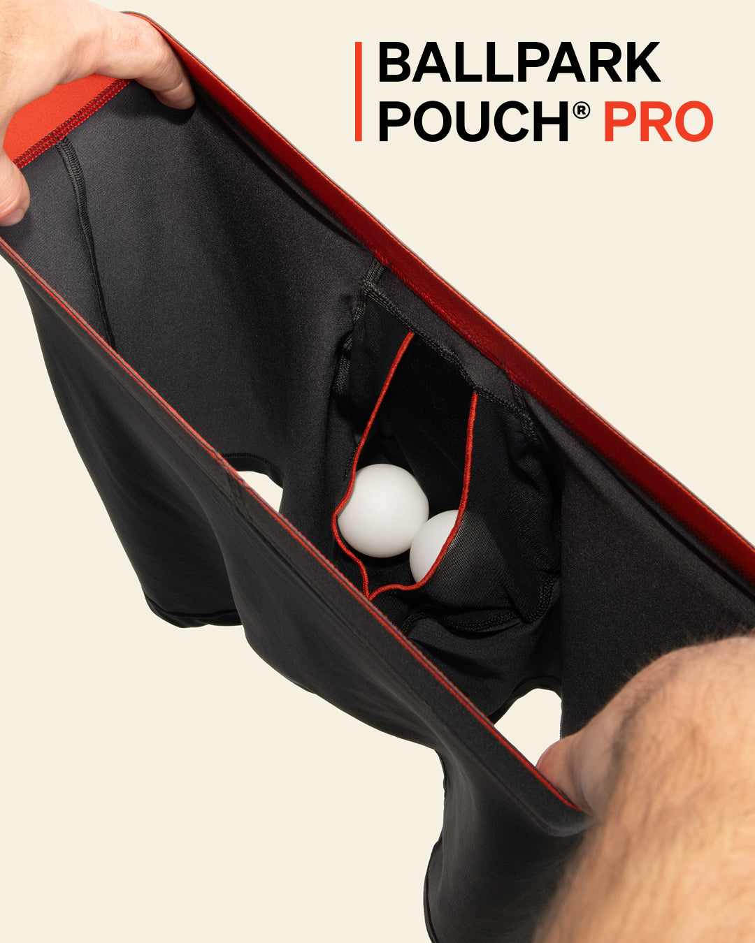 Close up of SAXX BallPark Pouch PRO interior showing supportive pouch design and comfort technology