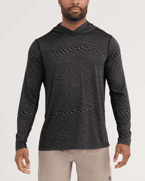 Front - Model wearing Multi-Sport Mesh Hoodie in Hyperspace-Dark Grey