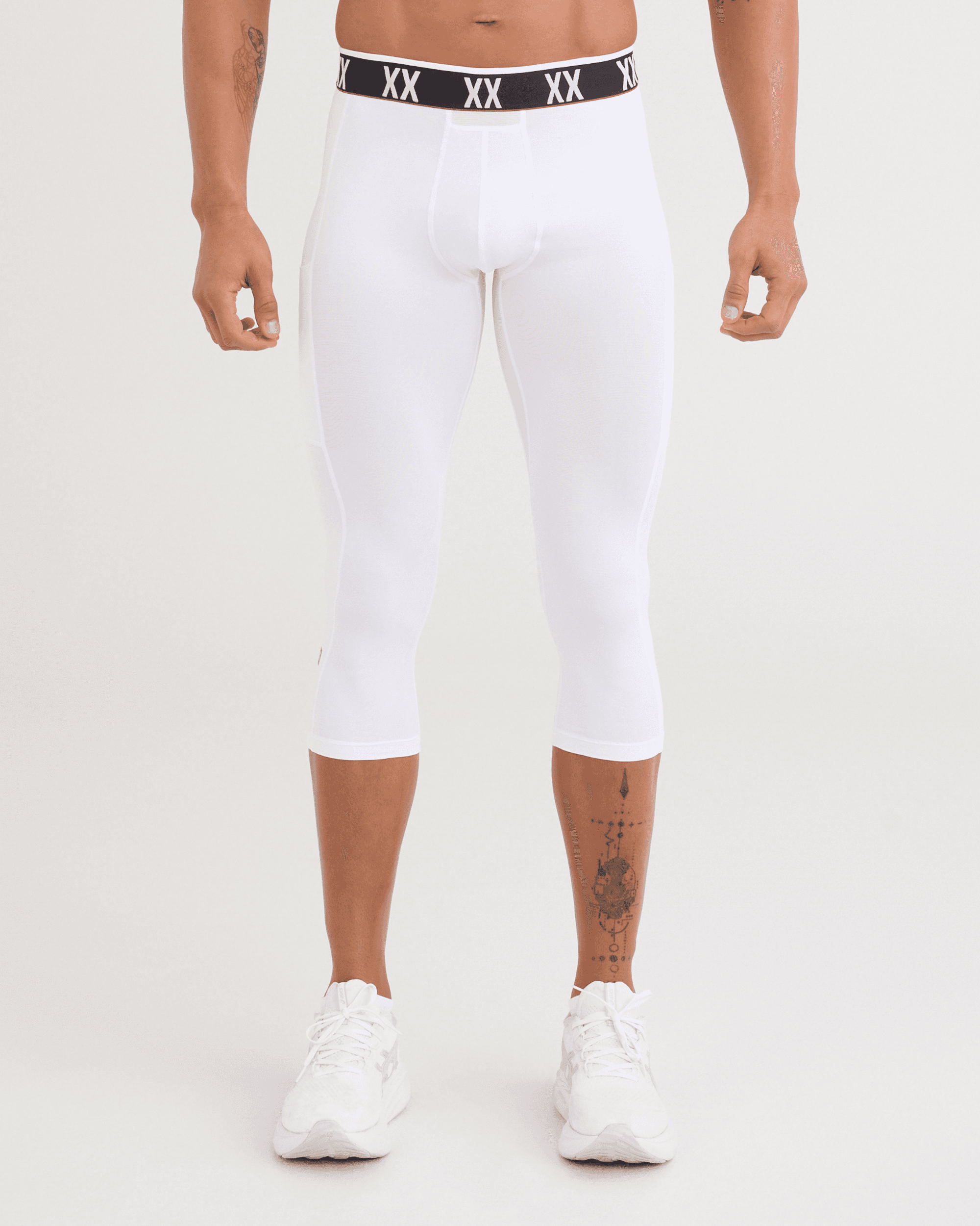Front - Model wearing Multi-Sport Mesh Tights in White