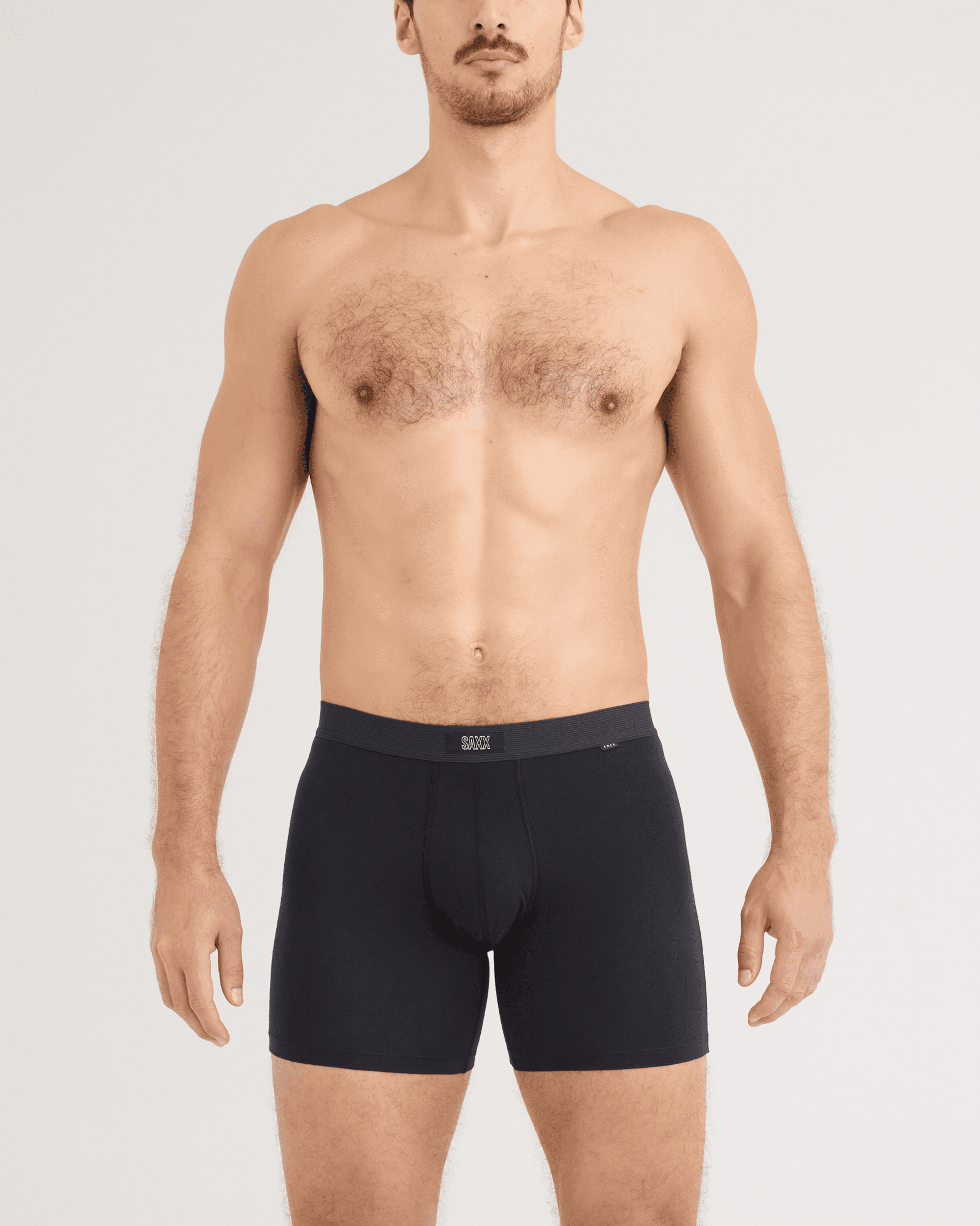 Front - Model wearing 24Seven Cotton Boxer Brief 3 Pack in Black