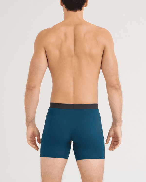 Back - Model wearing 24Seven Cotton Boxer Brief 3 Pack in Hurricane/Maroon/Navy