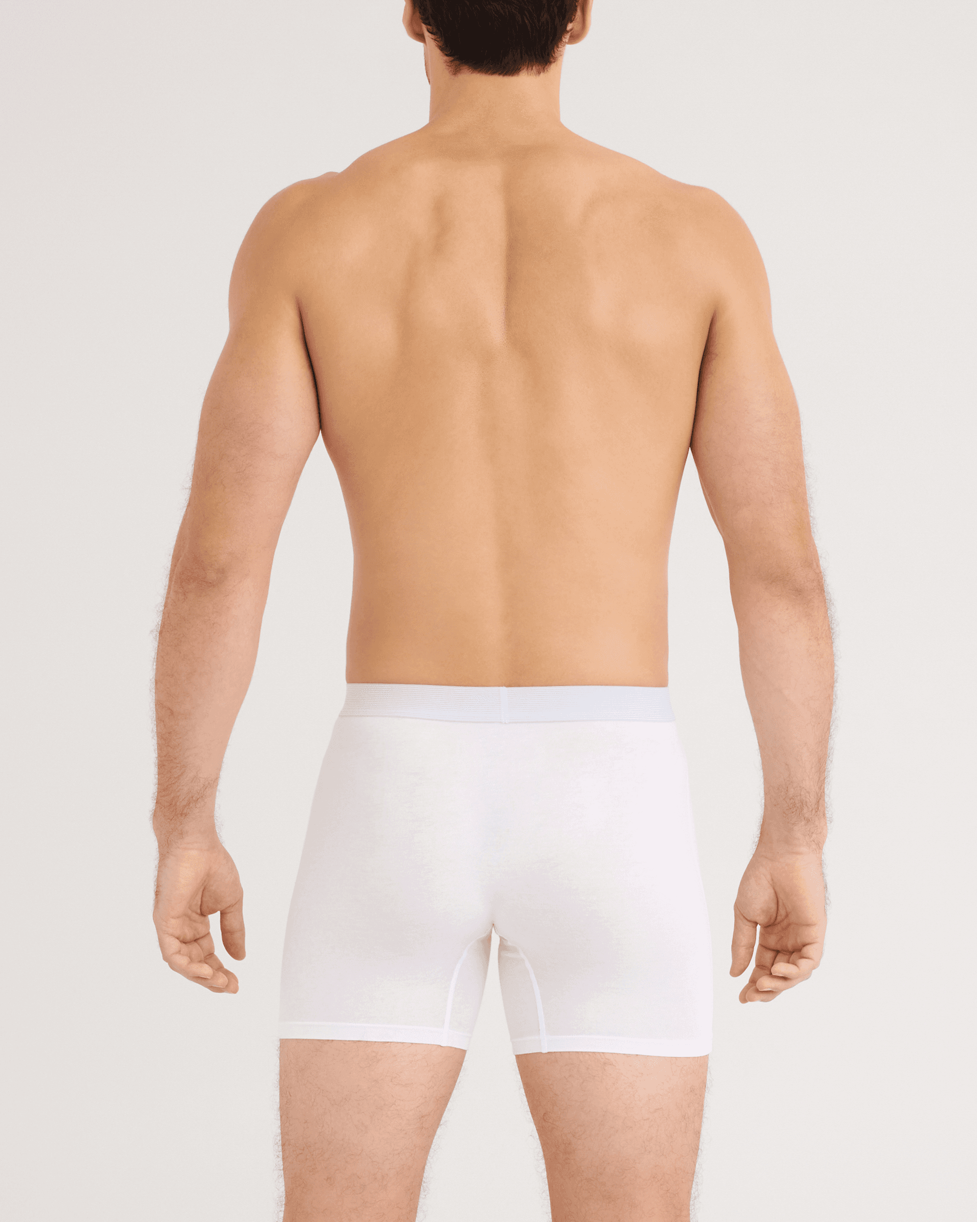 Back - Model wearing 24Seven Cotton Boxer Brief 3 Pack in White