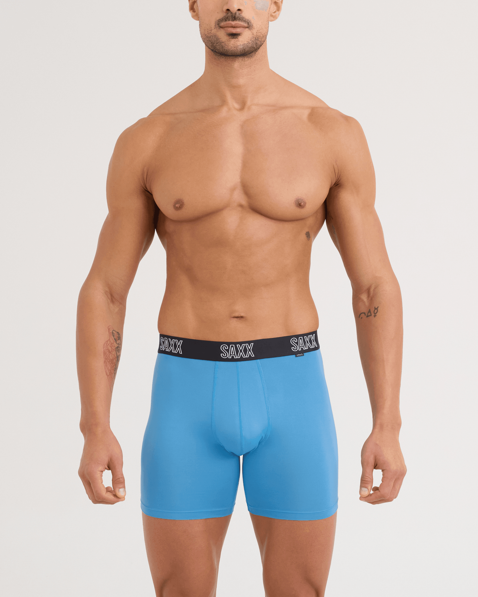 Front - Model wearing DropTemp All Day Cooling Boxer Brief 3 Pack in Maroon/Parisian/Black