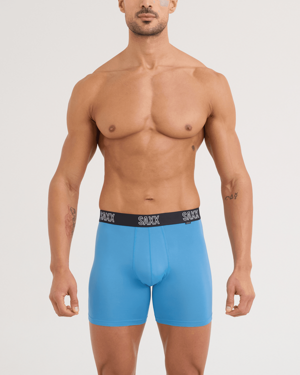 Front - Model wearing DropTemp All Day Cooling Boxer Brief 3 Pack in Maroon/Parisian/Black