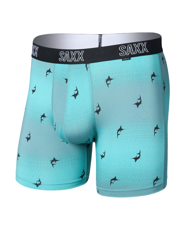 Front of DropTemp All Day Cooling Boxer Brief in Sailfish Ombre-Turquoise