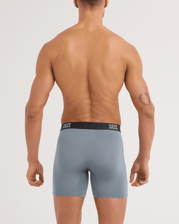 Back - Model wearing DropTemp All Day Cooling Boxer Brief 3 Pack in Storm/Navy/Black