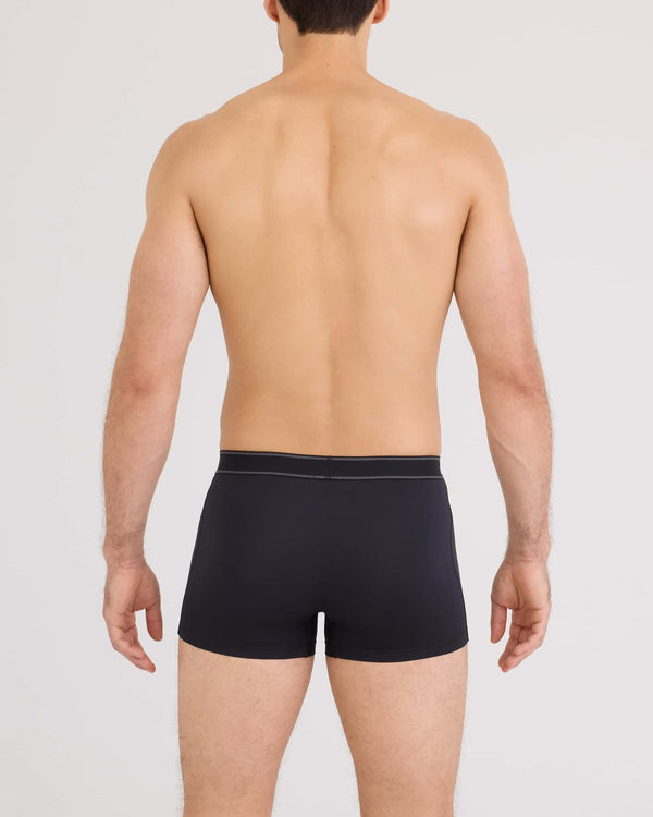 Back - Model wearing Daytripper Comfort Stretch Trunk Fly 3Pk in Black/Grey/Navy