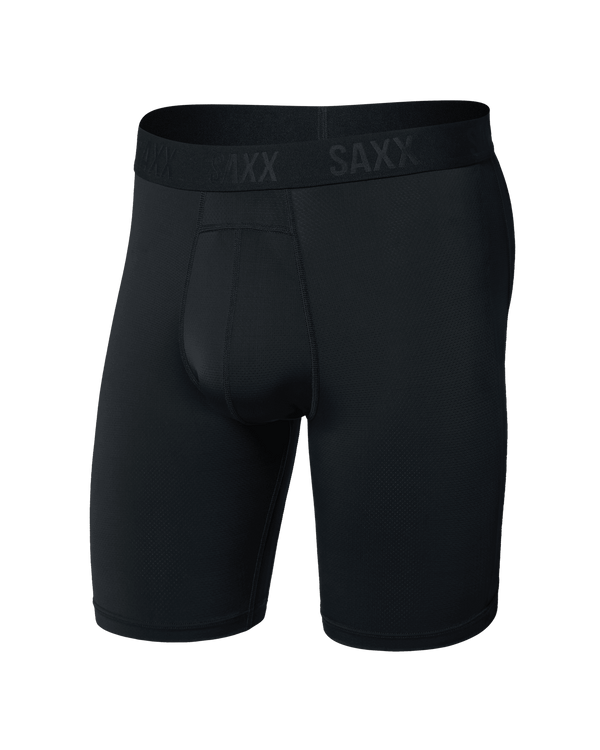 Front of Smooth Flex Light Compression Long Boxer Brief in Black