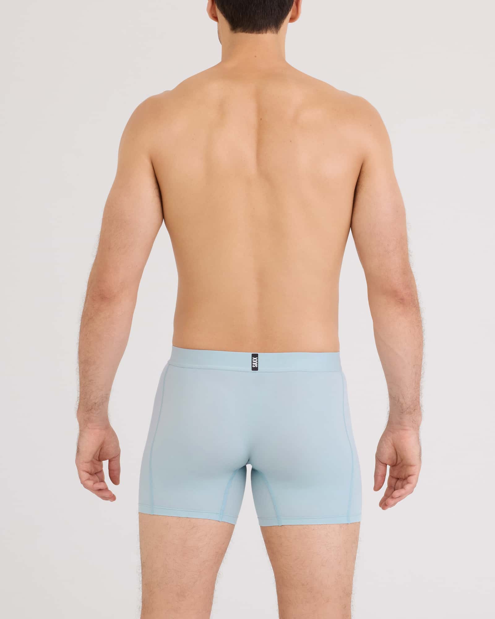 Back - Model wearing Smooth Luxe Micro Modal Boxer Brief in Blue Fog