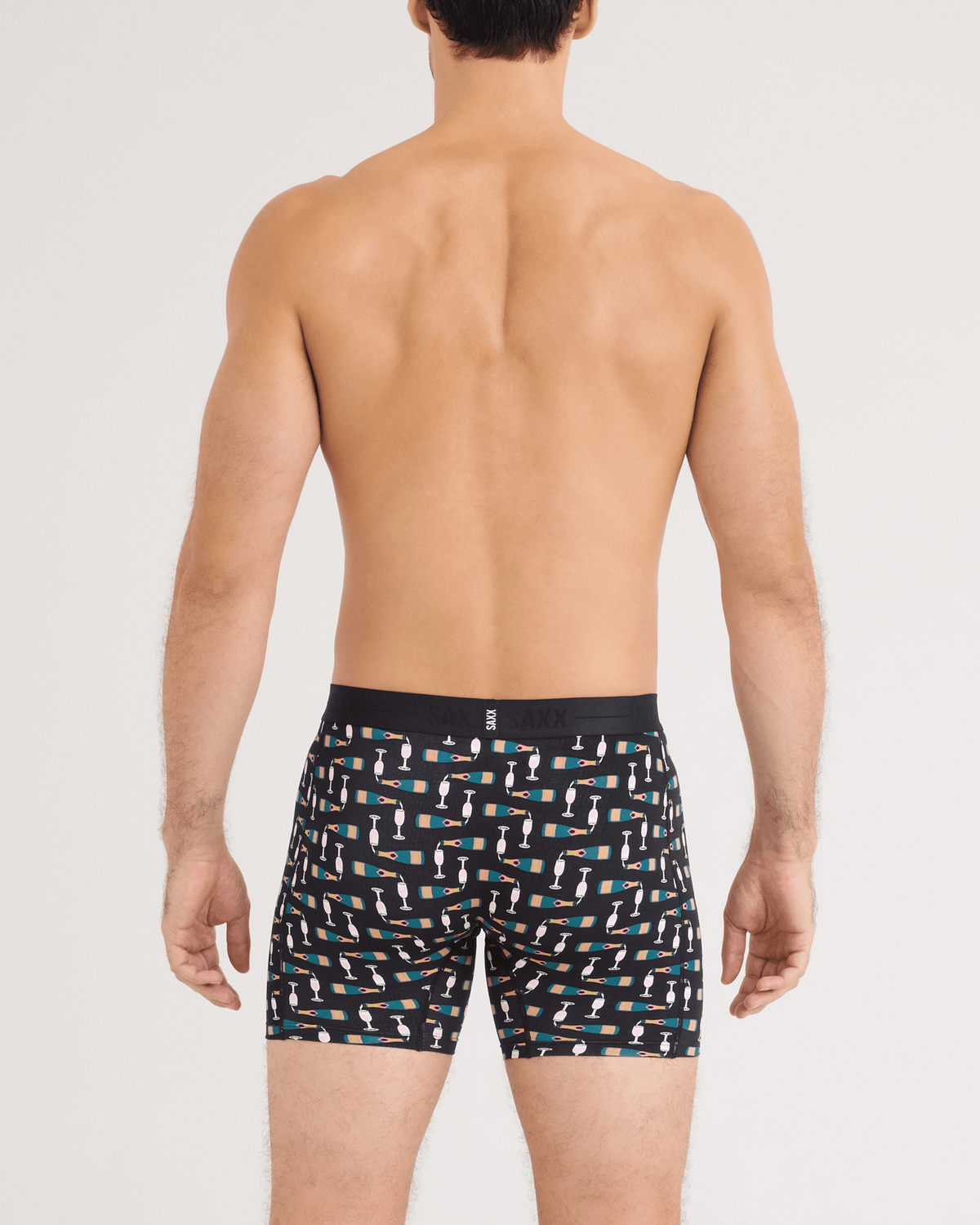 Back - Model wearing Smooth Luxe Micro Modal Boxer Brief in Fizz The Season-Black