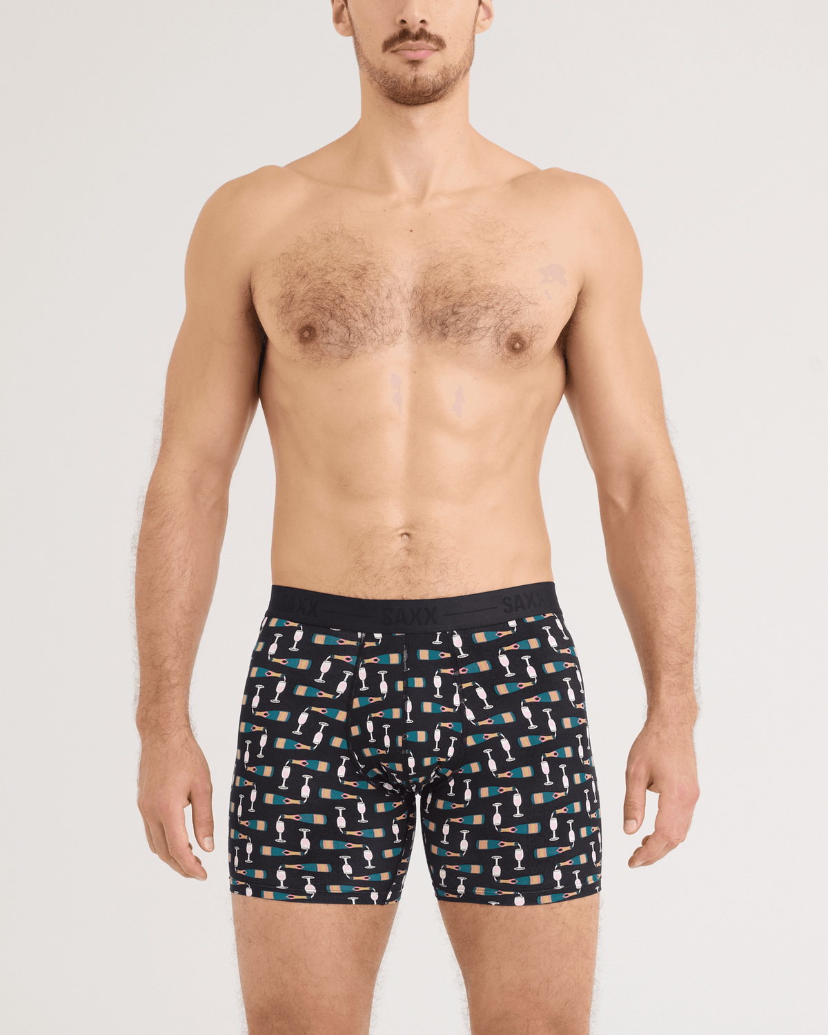 Front - Model wearing Smooth Luxe Micro Modal Boxer Brief in Fizz The Season-Black