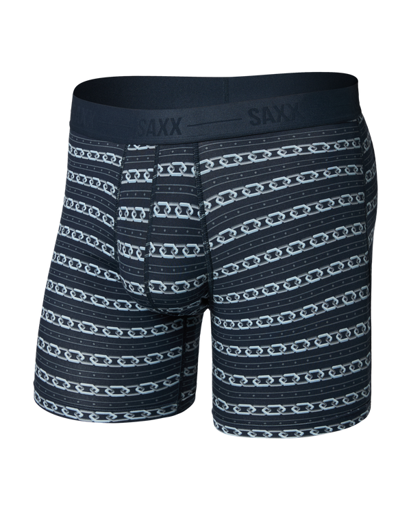 Front of Smooth Luxe Micro Modal Boxer Brief in Link Stripe-Dark Ink