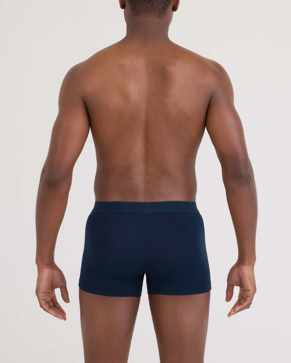 Back - Model wearing Ultra Super Soft Trunk Fly in Navy