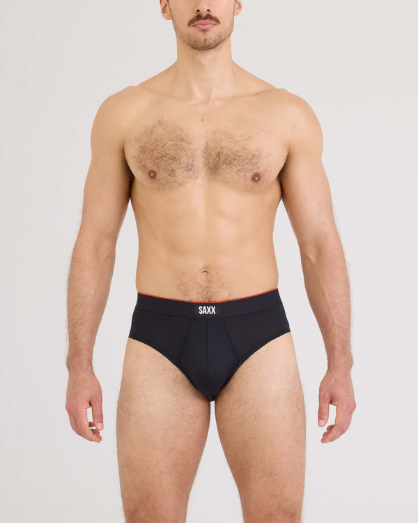 Front - Model wearing Multi-Sport Mesh Brief in Black
