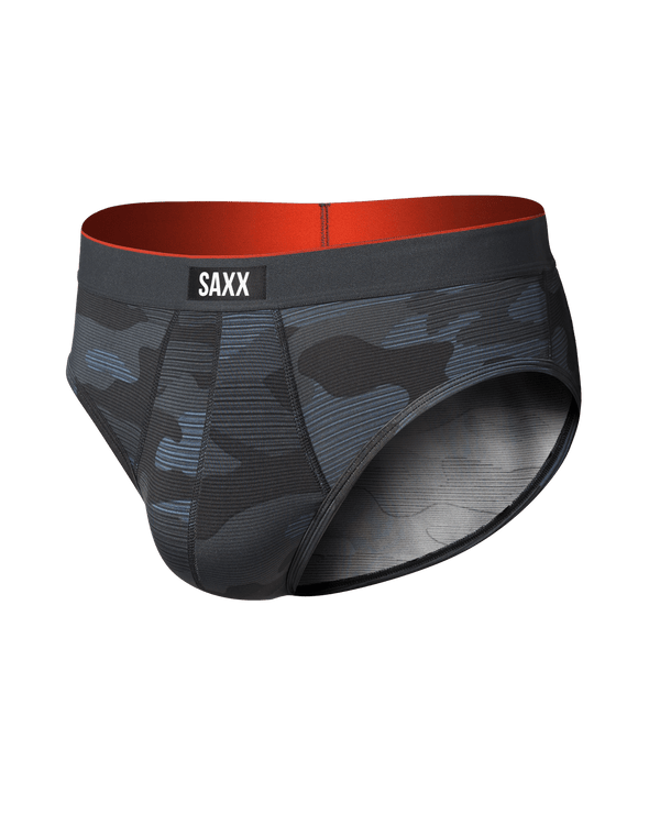 Front of Multi-Sport Mesh Brief in Remote Camo - Faded Black