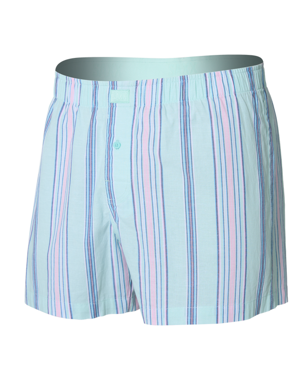 Front of DropTemp Cooling Cotton Boxer Short in Upbeat Stripe-Icy Shore