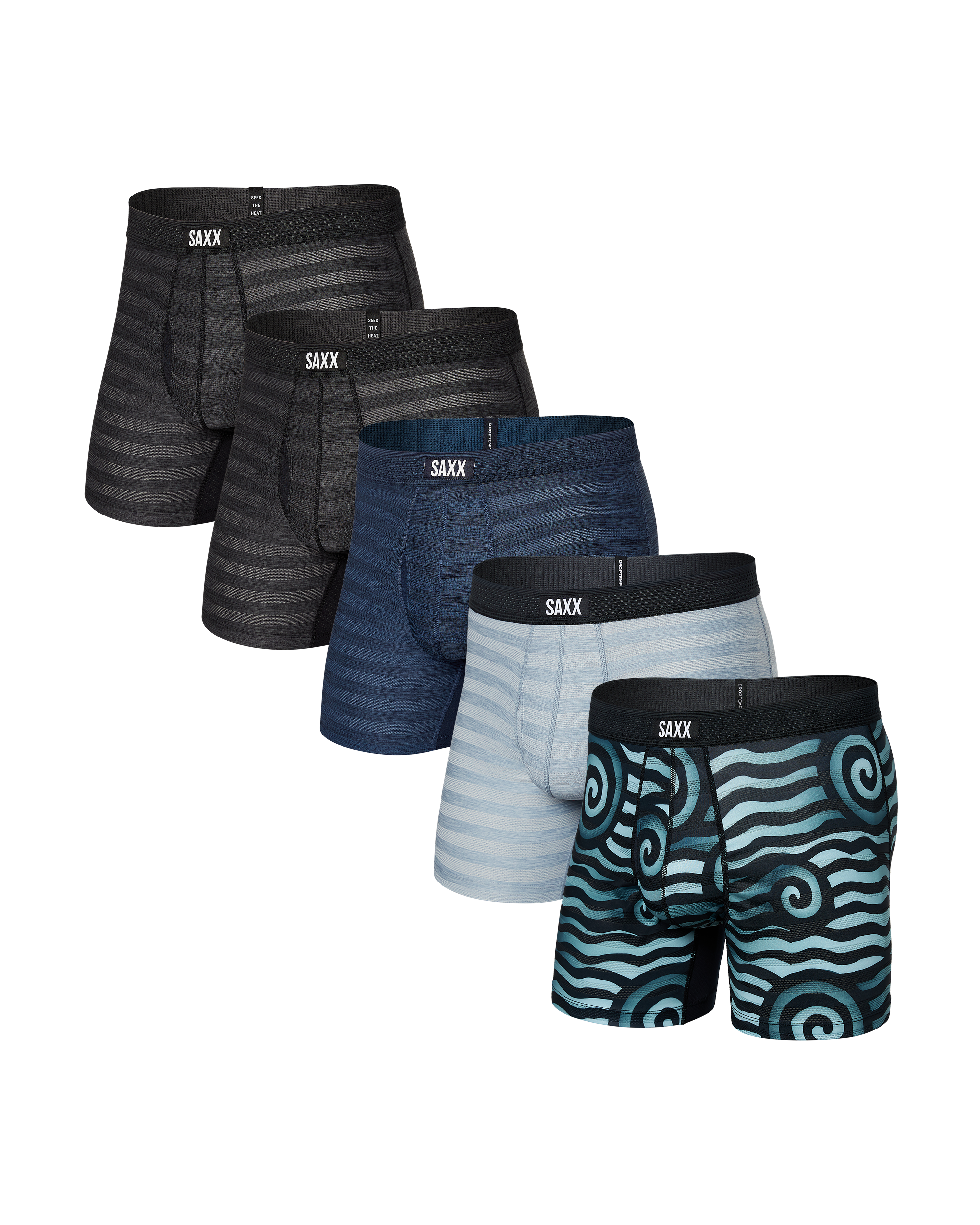 Front of DropTemp Cooling Mesh Boxer Brief (5 Pack) in Assorted Prints
