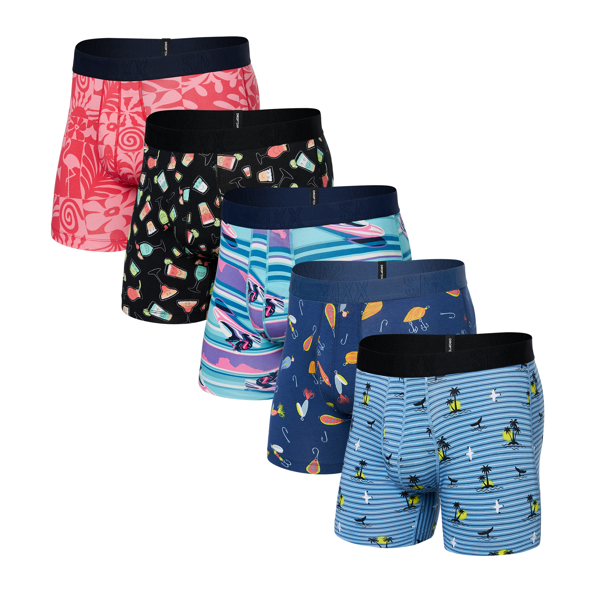 DropTemp Cooling Cotton Boxer Brief 5-Pack in Assorted Prints