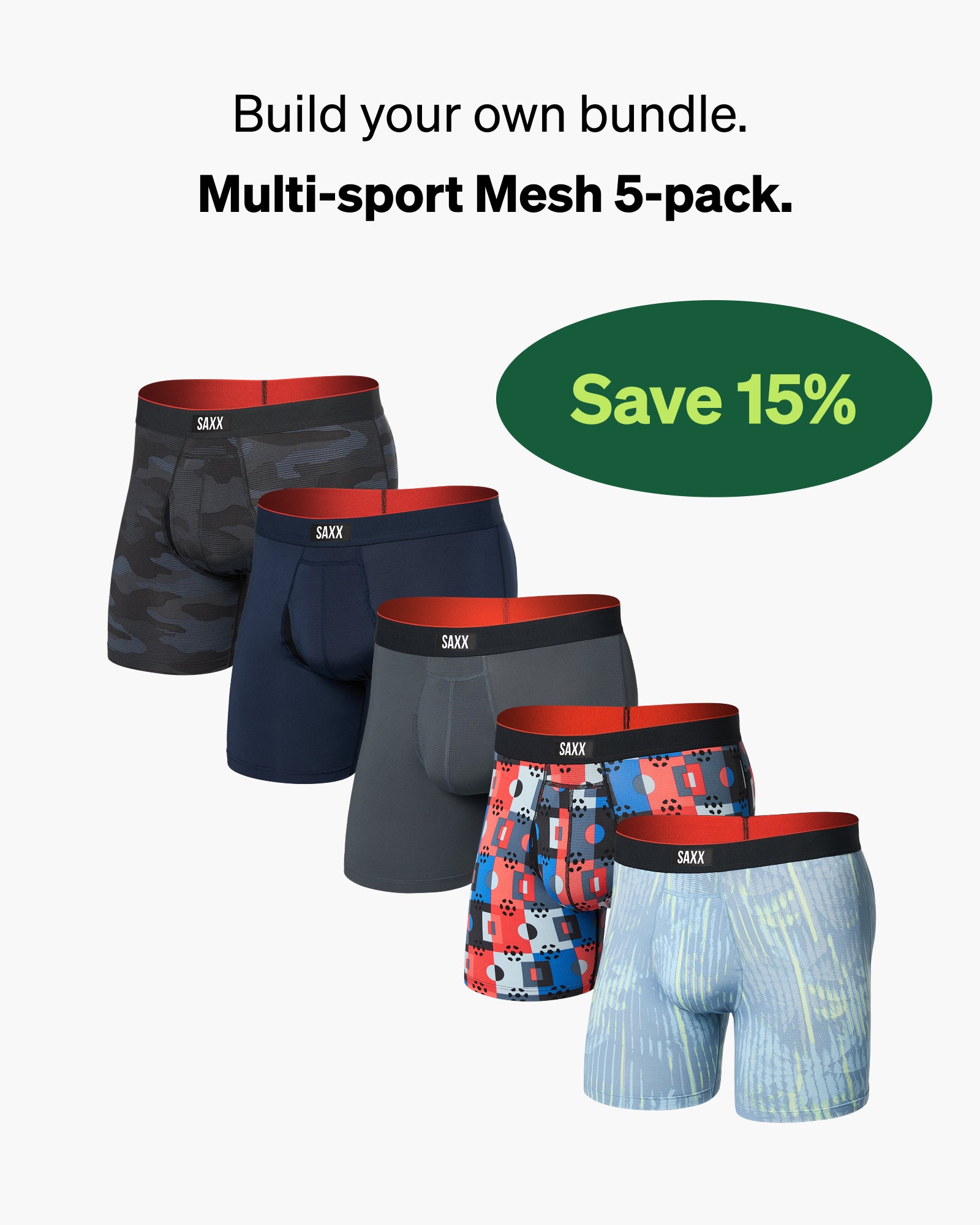 Build Your Own Multi-Sport Mesh (5 Pack) | SAXX Underwear
