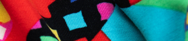 Close up photo of men's boxer briefs in colorful pattern