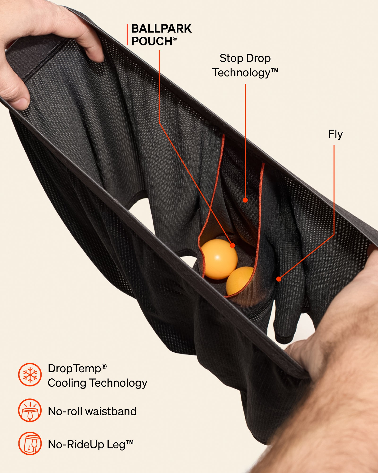 SAXX Underwear Quest Quick-Dry Mesh Boxer Brief Fly BallPark Pouch technology graphic