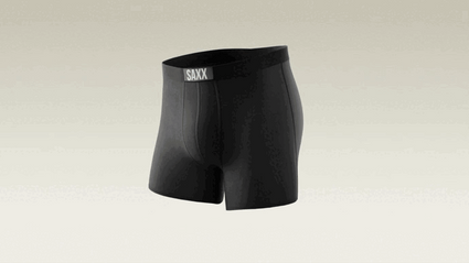 Gif of SAXX Underwear boxer briefs coming apart to reveal the engineered technology of the BallPack Pouch