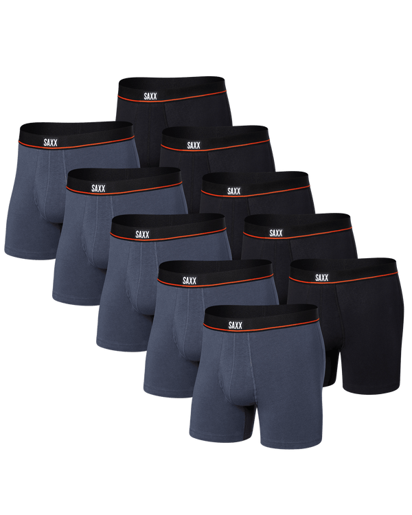 Front of Non-Stop Stretch Cotton Boxer Brief in Deep Navy/Black