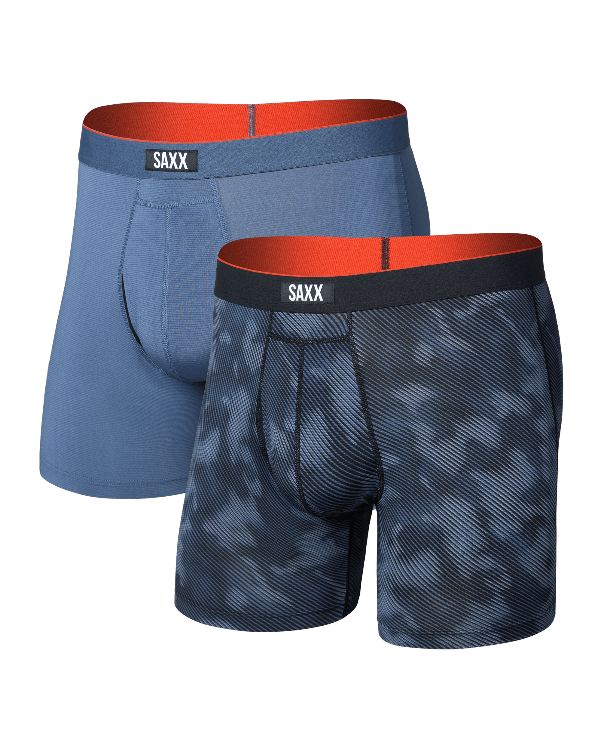 Front of Multi-Sport Mesh Boxer Brief 2 Pack in Smoke Screen/Washed Indigo