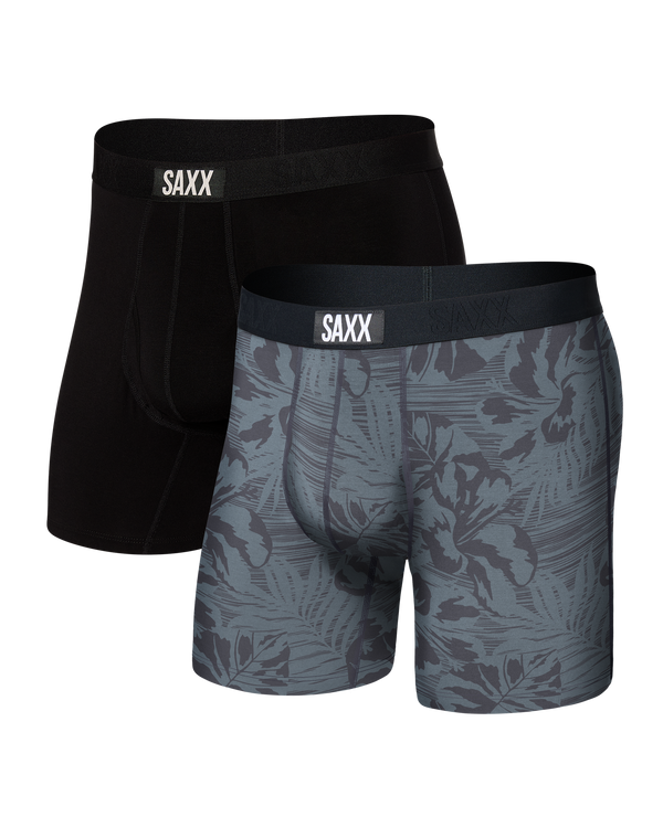 Front of Ultra Super Soft Boxer Brief 2 Pack in Jungle Haze/Black