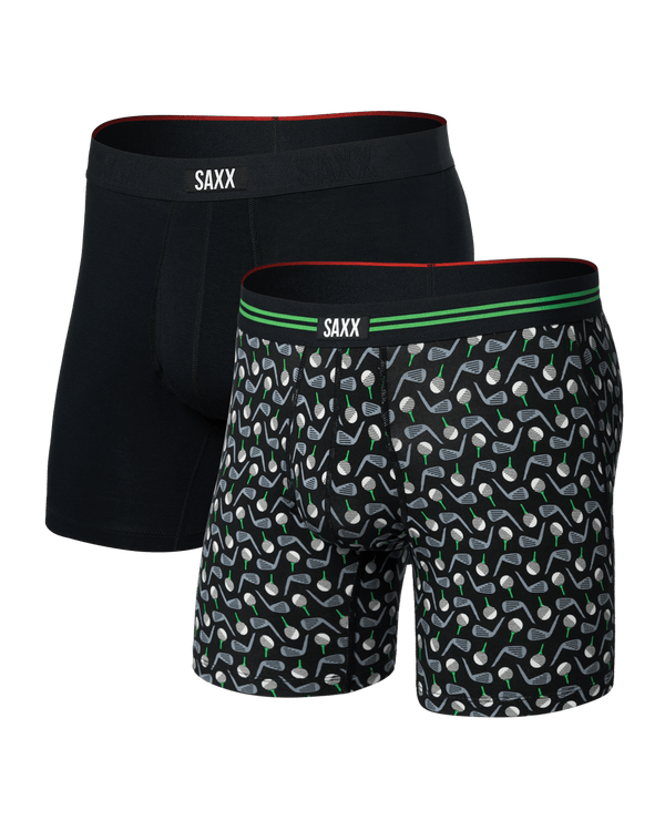 Front of Vibe Xtra Soft Comfort Boxer Brief Fly 2Pk in Back Nine/Black